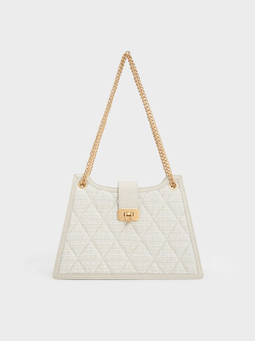 Cressida Tweed Trapeze Chain Bag, Chalk, hi-res