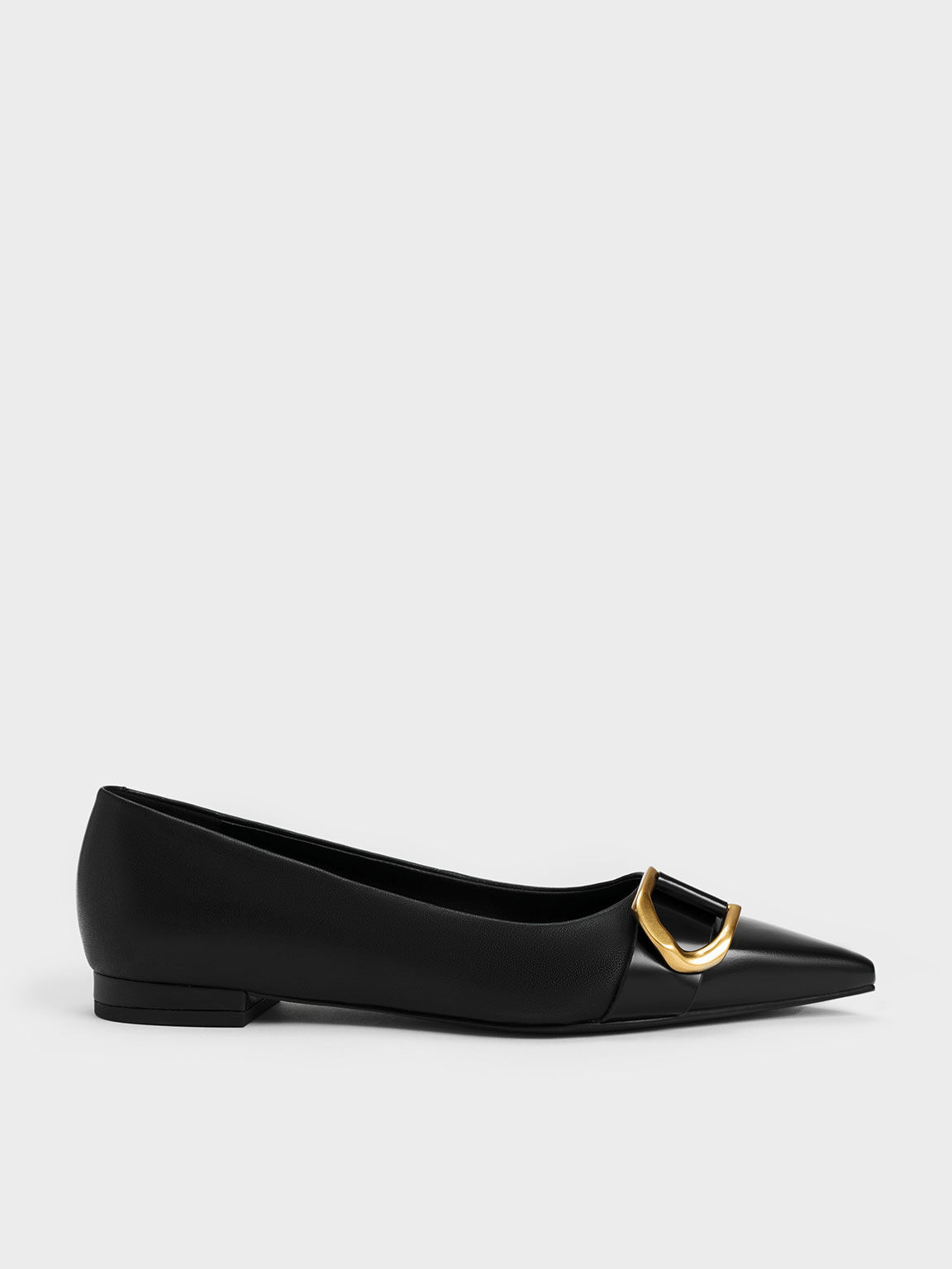Gabine Leather Ballerinas, Black, hi-res
