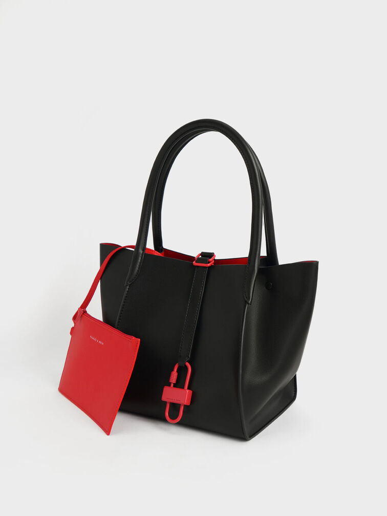 Balta Belted Tote Bag, Black, hi-res