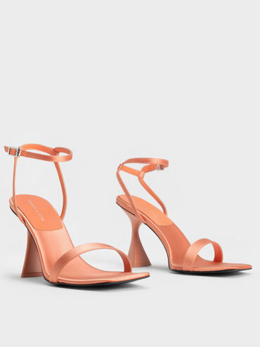 Recycled Polyester Ankle Strap Sandals, Peach, hi-res