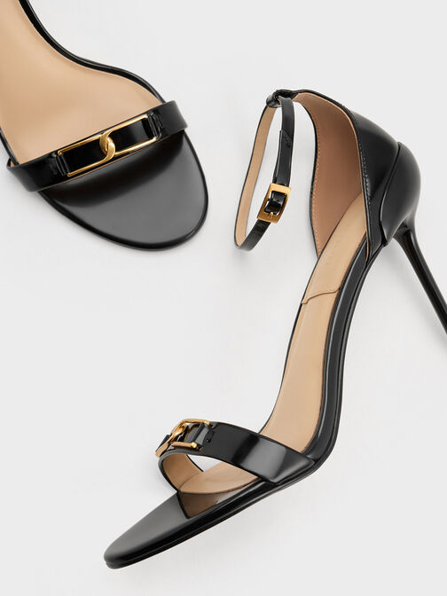 Gabine Leather Stiletto Heel Sandals, Black Box, hi-res