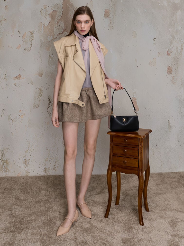 Adalyn Metallic-Buckle Chain-Handle Shoulder Bag, Black, hi-res