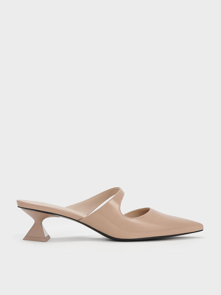 Vada Patent Asymmetric Sculptural Heel Pumps, Nude, hi-res