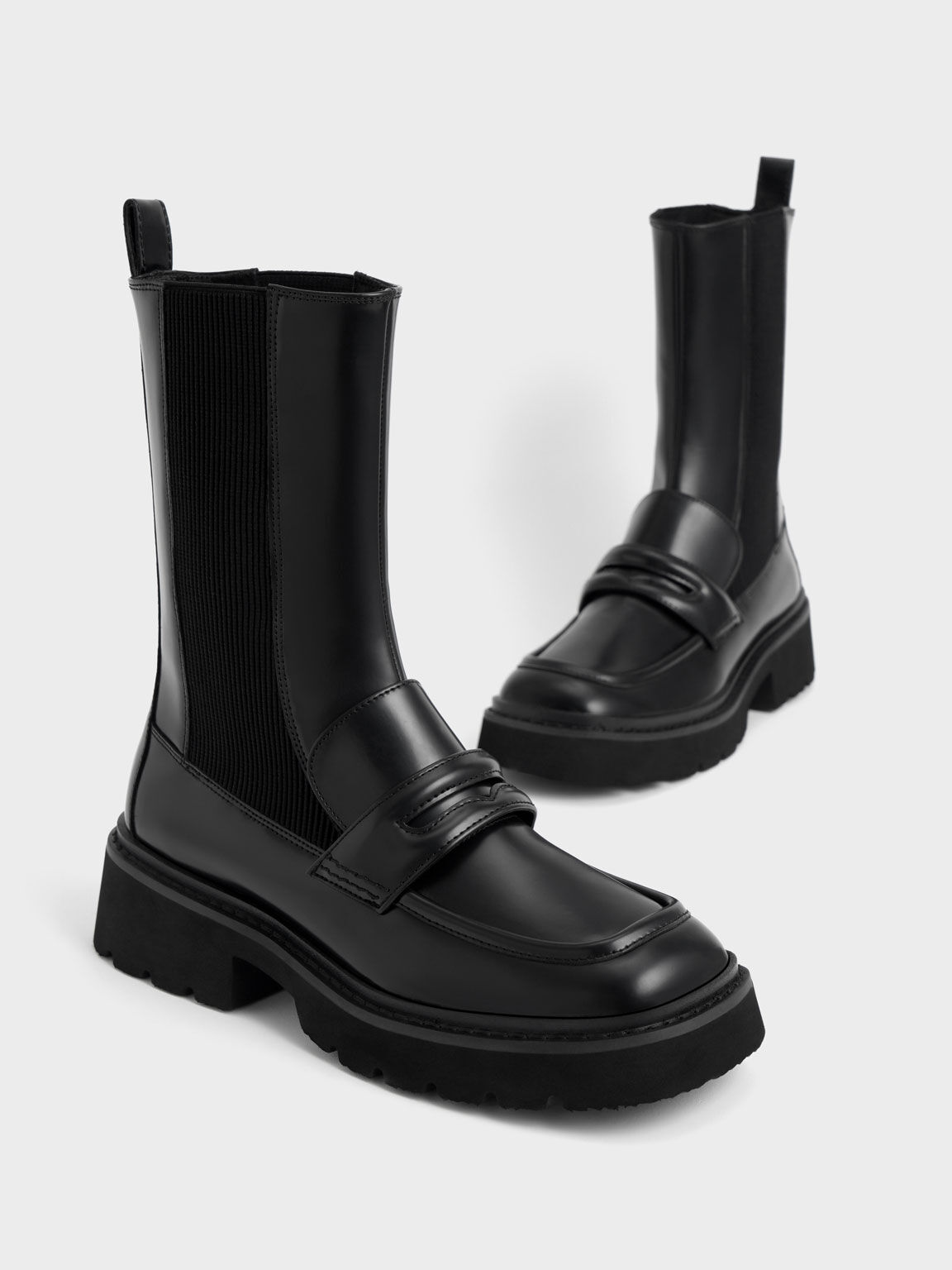 Penny Loafer Chelsea Boots, Black, hi-res