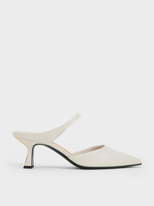 Slant Heel Mules, White, hi-res