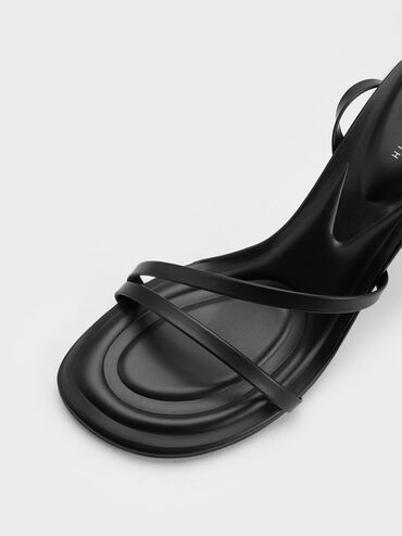Celestine Sculptural Heel Strappy Sandals, Black, hi-res