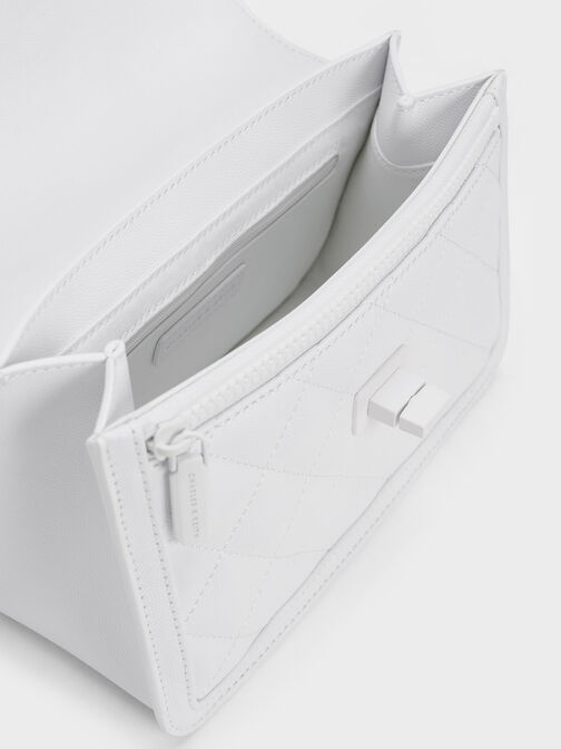 حقيبة ميكايلا مبطنة بذراع سلسلة, أبيض, hi-res