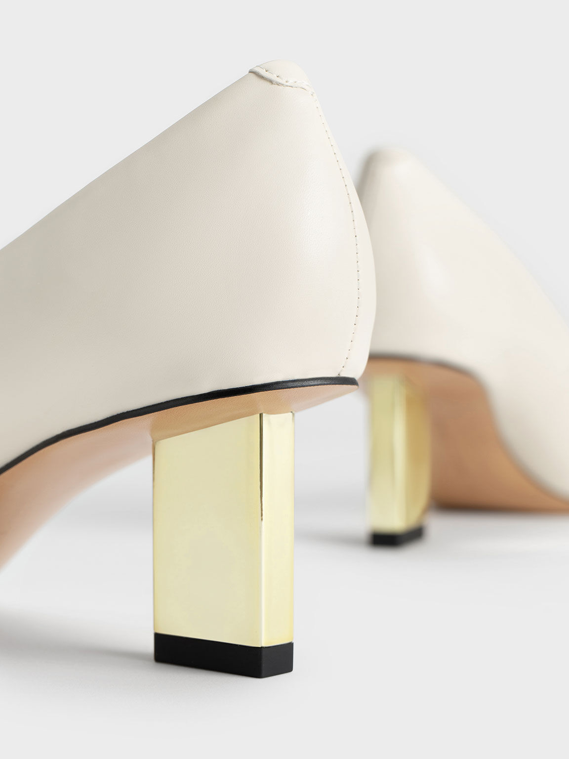 Metallic Blade Heel Pumps, Chalk, hi-res