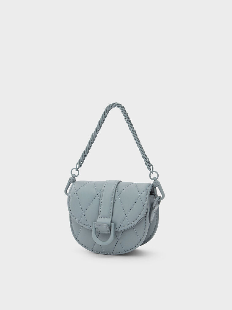 Micro Gabine Quilted Saddle Bag​, Steel Blue, hi-res