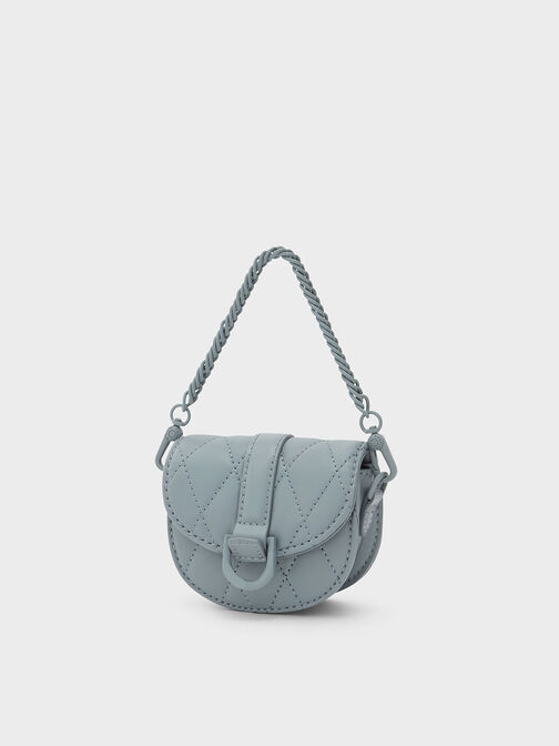 Micro Gabine Quilted Saddle Bag​, Steel Blue, hi-res