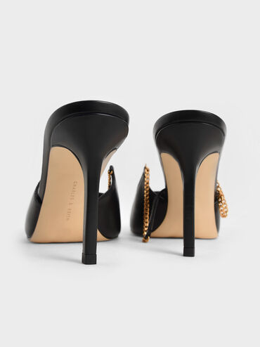 Chain-Link Slingback Stiletto Pumps, Black, hi-res