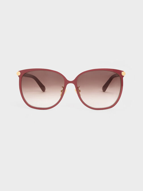 نظارات شمسية مربعة بحجم كبير, احمر غامق, hi-res
