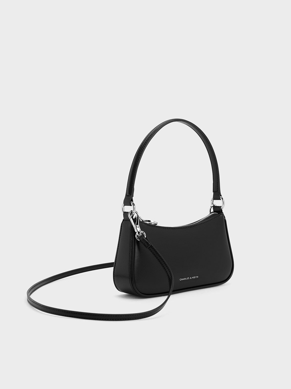 Noir Curved Shoulder Bag - CHARLES & KEITH SA Noir Curved Shoulder Bag - CHARLES & KEITH SA
