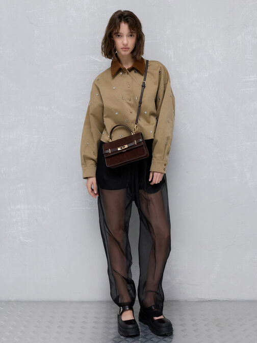 Arlet Recycled Suede Belted Top Handle Bag, Espresso Brown Arlet Recycled Suede Belted Top Handle Bag, Espresso Brown, hi-res