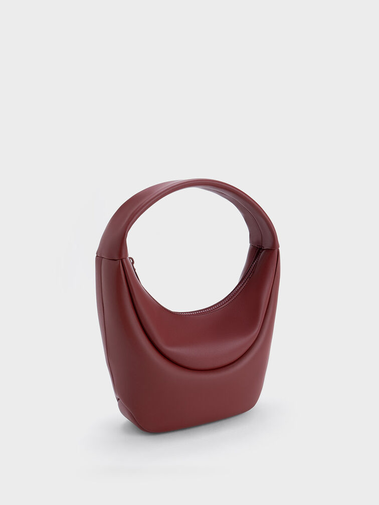 Elongated Curved Hobo Bag, Red, hi-res