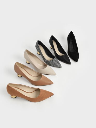 Cammie Metallic Sculptural Heel Pumps, Black, hi-res
