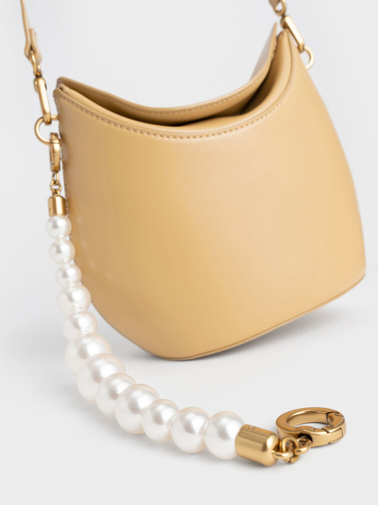 Bead-Embellished Knotted Handle Bag, Sand, hi-res