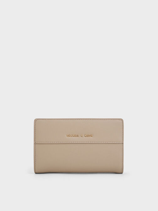 Top-Zip Short Wallet, Taupe, hi-res