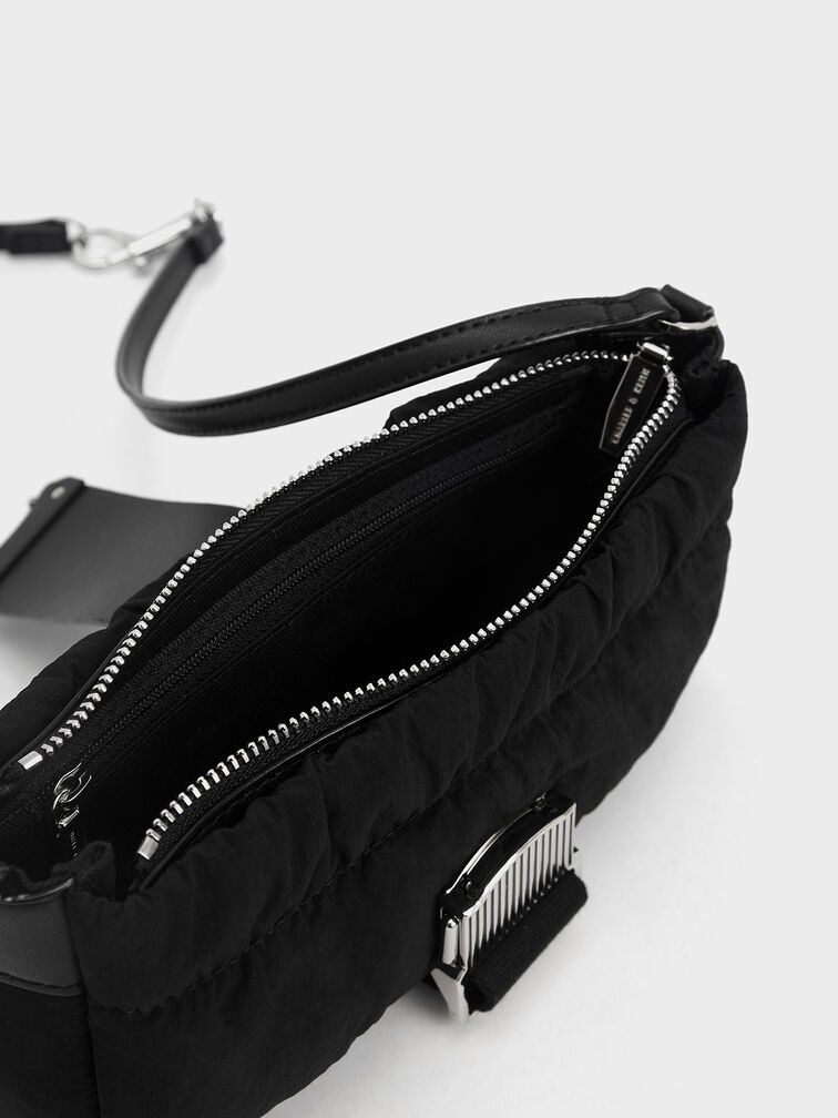 حقيبة هاتف آسبن بتصميم مكشكش, أسود, hi-res