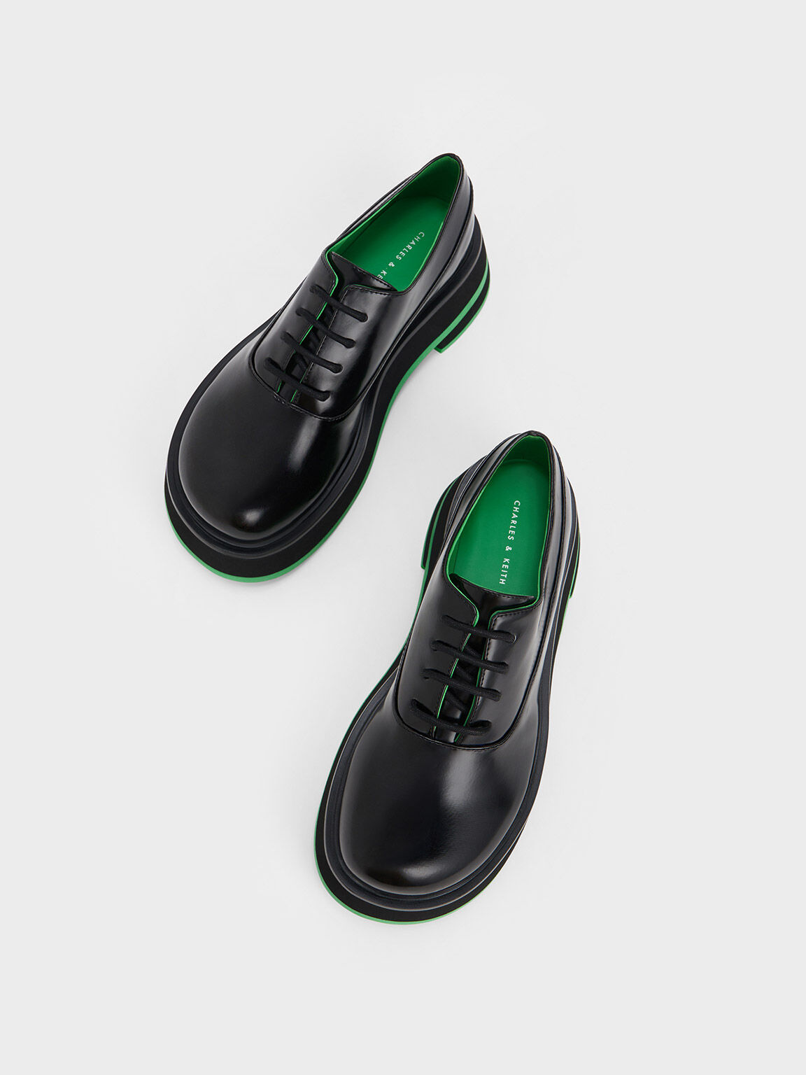 Black Striped Platform Oxfords CHARLES KEITH SA
