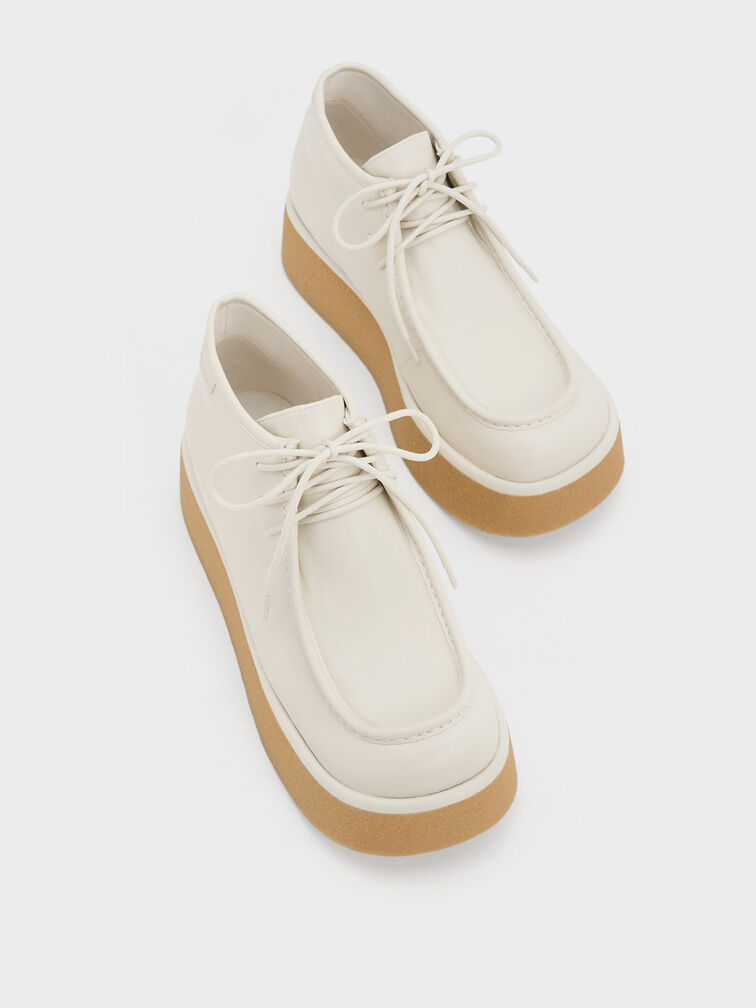 Molly Flatform Ankle Boots, Cream, hi-res