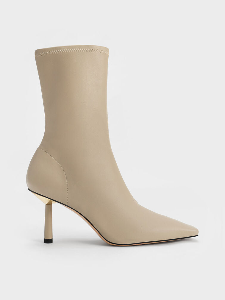 Cylindrical Heel Calf Boots, Taupe, hi-res