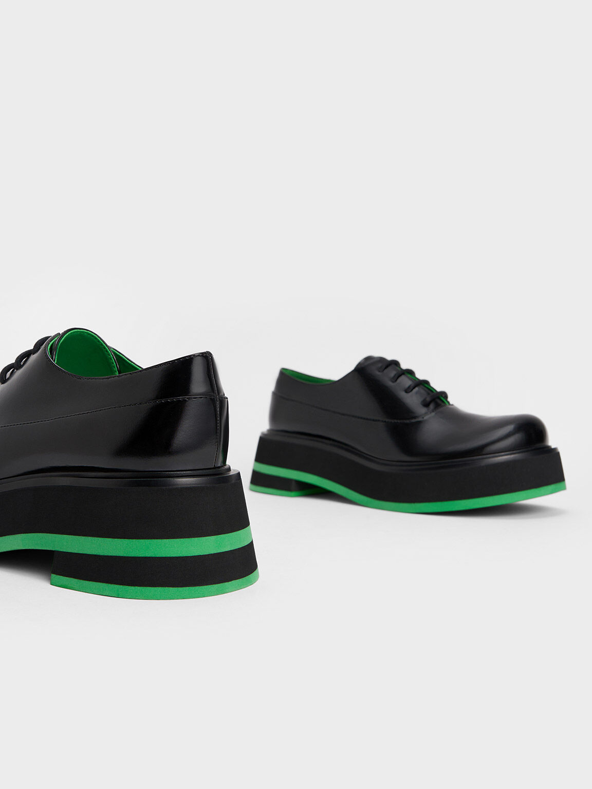 Striped Platform Oxfords, Black, hi-res