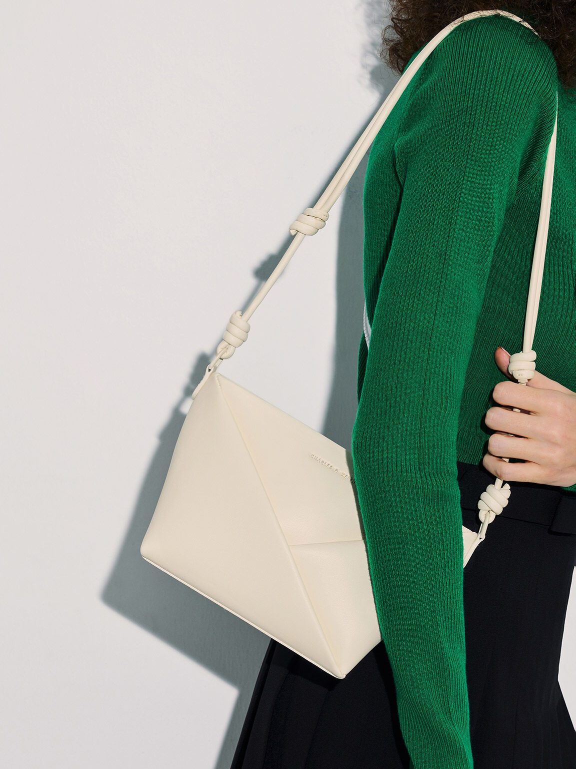 Cream Midori Geometric Crossbody Bag - CHARLES & KEITH SA