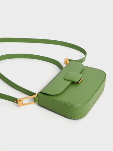 Koa Square Push-Lock Shoulder Bag, Green, hi-res