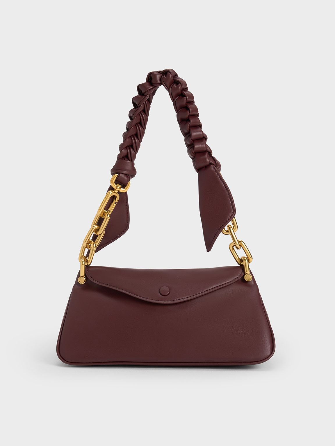Cleona Braided Handle Hobo Bag, Dark Chocolate, hi-res