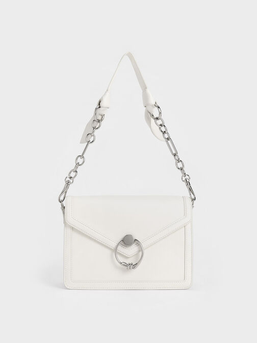 Joelle Envelope Shoulder Bag, White, hi-res
