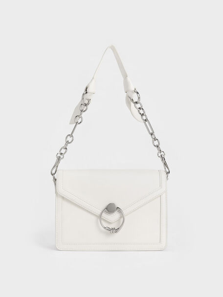 Joelle Envelope Shoulder Bag, White, hi-res