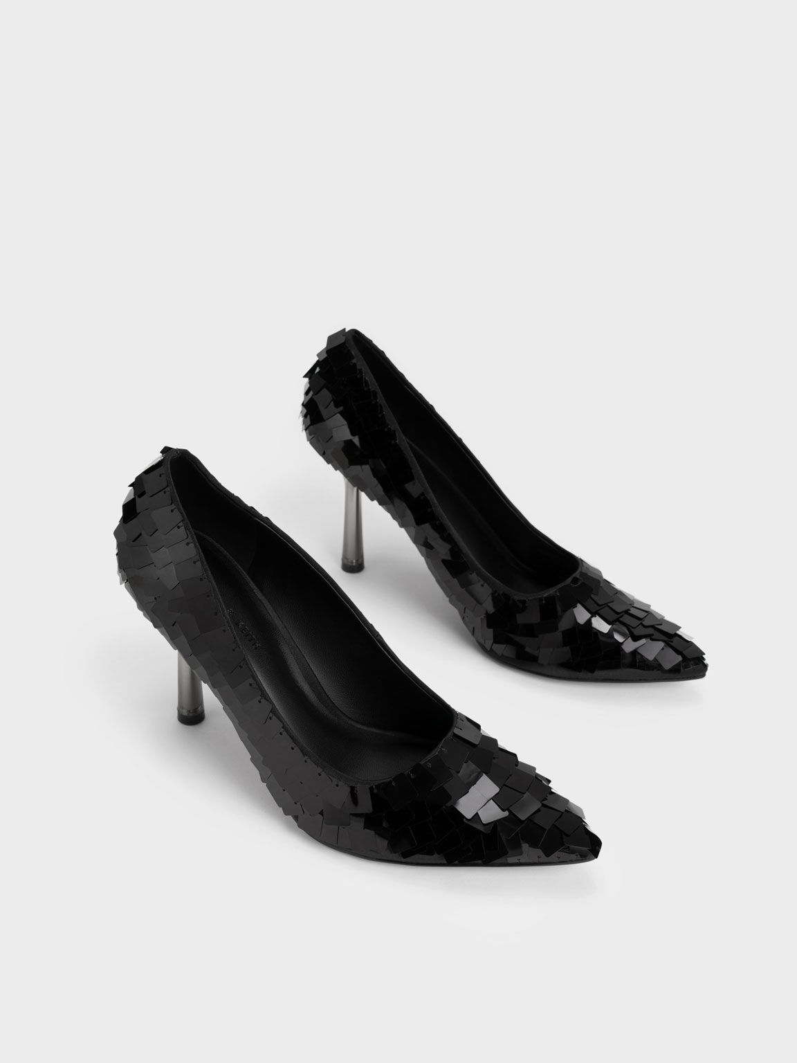 حذاء بكعب رفيع مزين بالترتر, أسود, hi-res