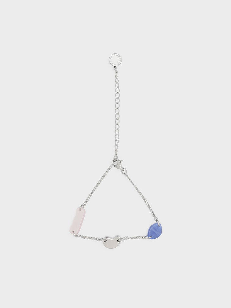 Resin Embellished Chain Link Bracelet, Silver, hi-res