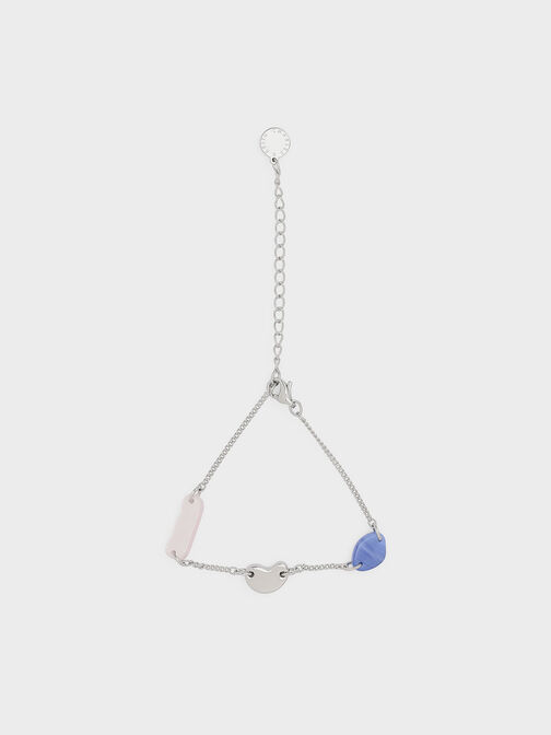 Resin Embellished Chain Link Bracelet, Silver, hi-res