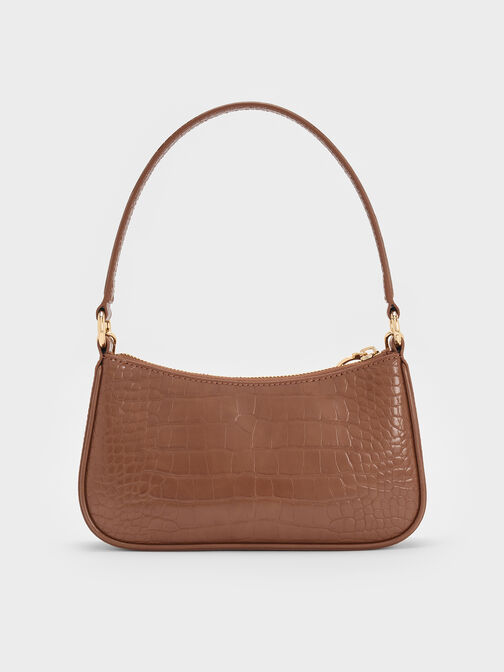 شنطة كتف السبيث بسلسلة, Chocolate Croco, hi-res