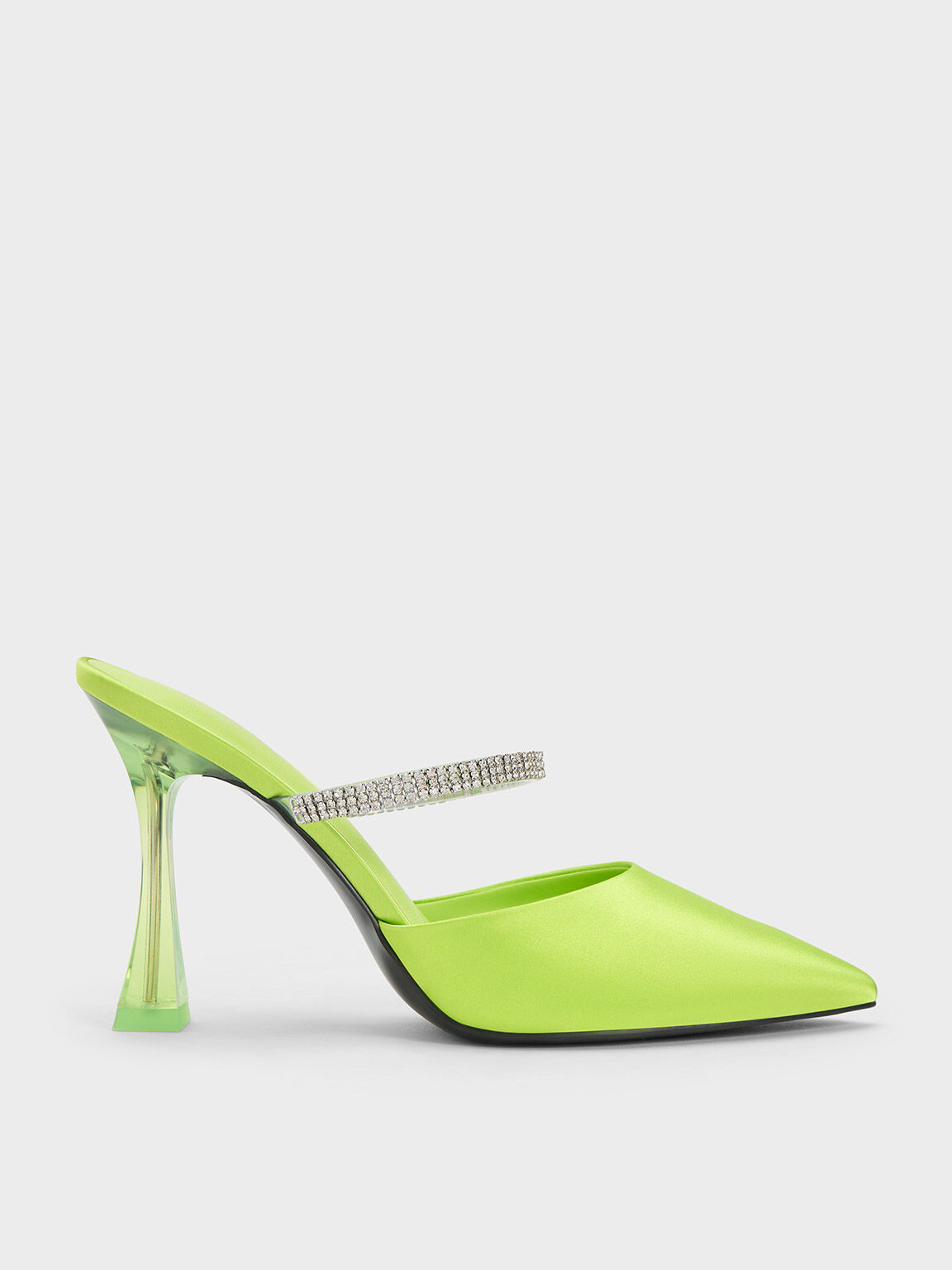 Recycled Polyester Gem Strap Mules, Green, hi-res
