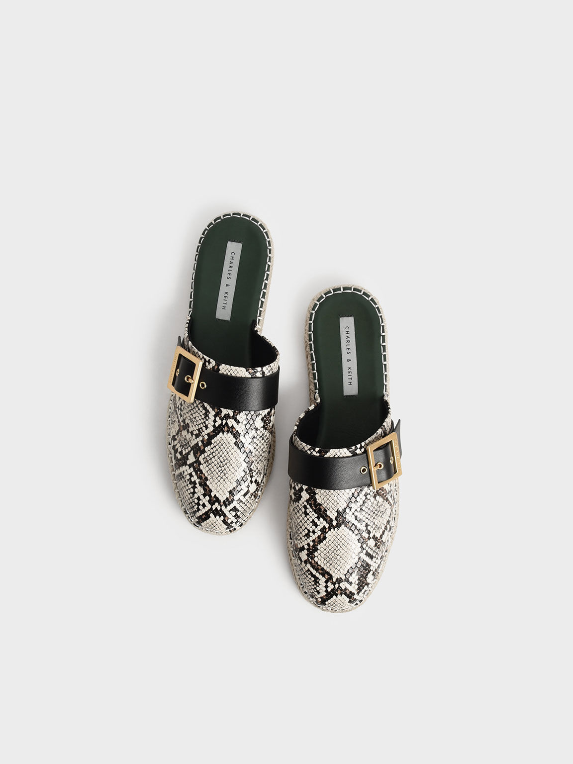 حذاء ميول إسبادريل بإبزيم وتصميم مطبّع بنمط جلد الثعبان, طباعة الحيوان بيج, hi-res
