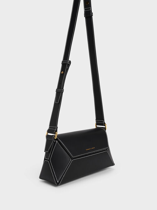 Nasrin Geometric Shoulder Bag, Black, hi-res