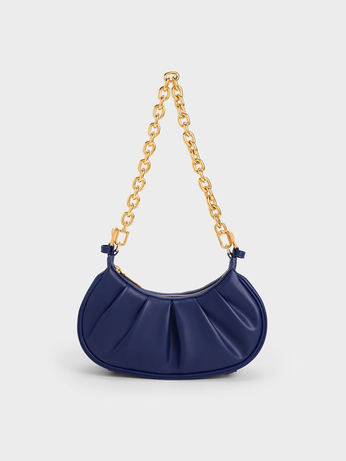 Duo Ruched Shoulder Bag, Navy, hi-res