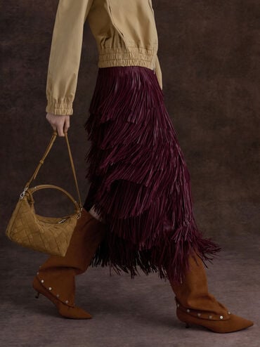 Ivette Recycled Suede Woven Shoulder Bag, Sahara Sand, hi-res