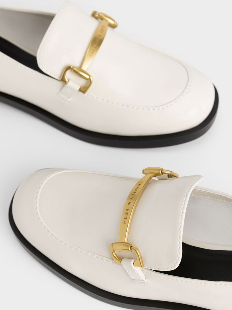 Metallic Accent Loafers, Chalk, hi-res