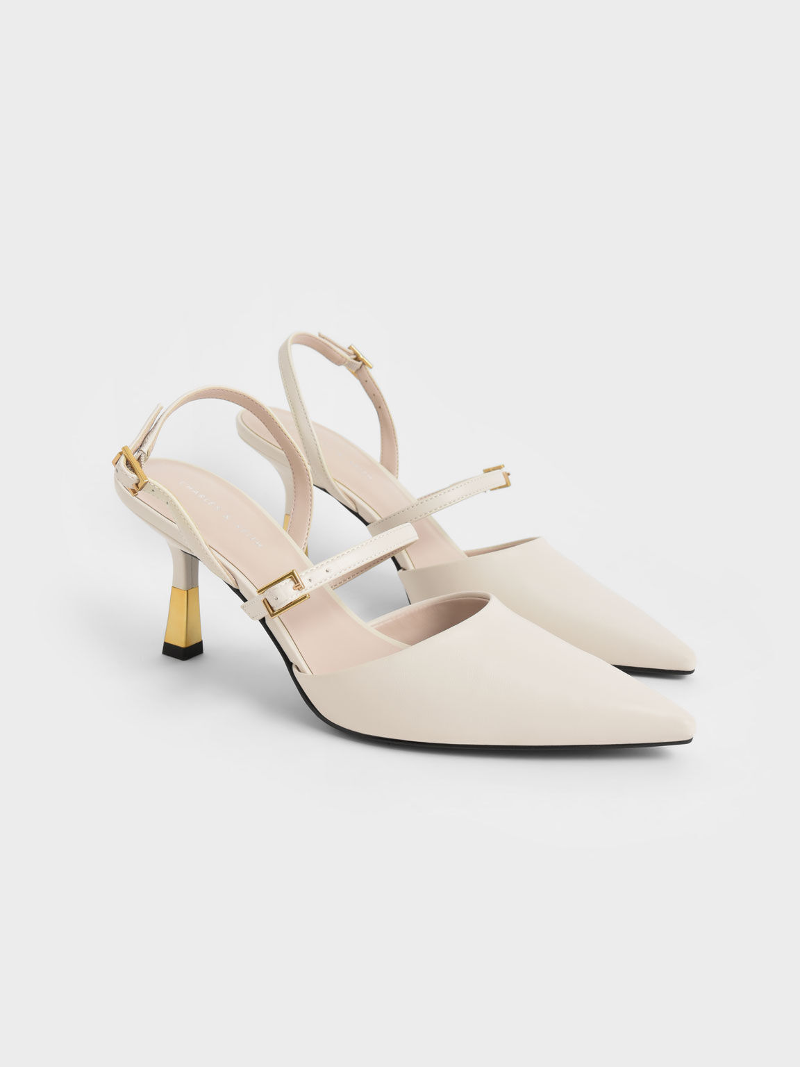 Double Strap Slingback Pumps, Chalk, hi-res