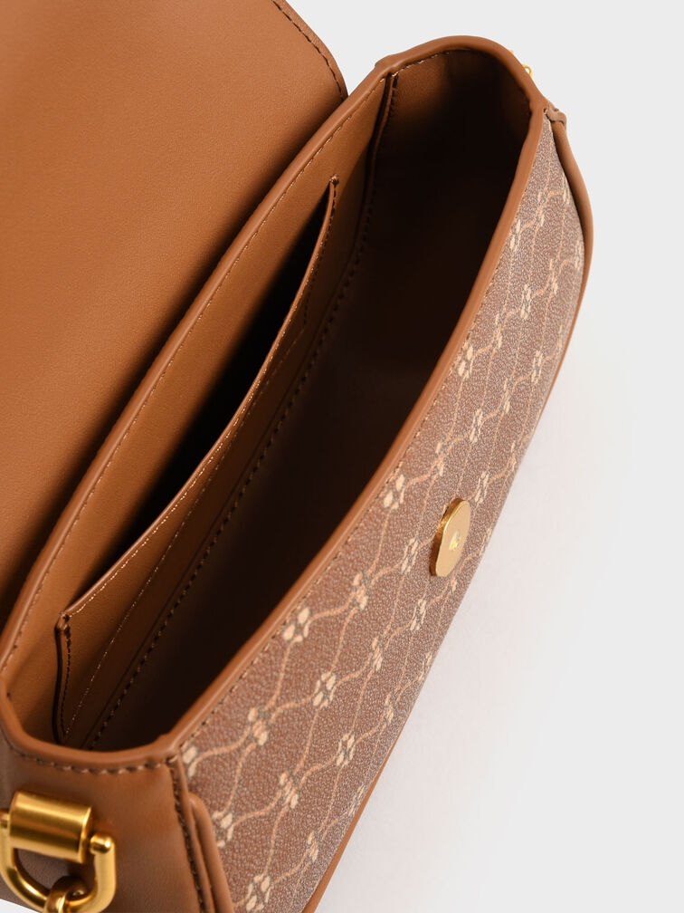 حقيبة إيستي بمقبض على شكل سلسلة مزينة بطبعة, شوكولاتة, hi-res