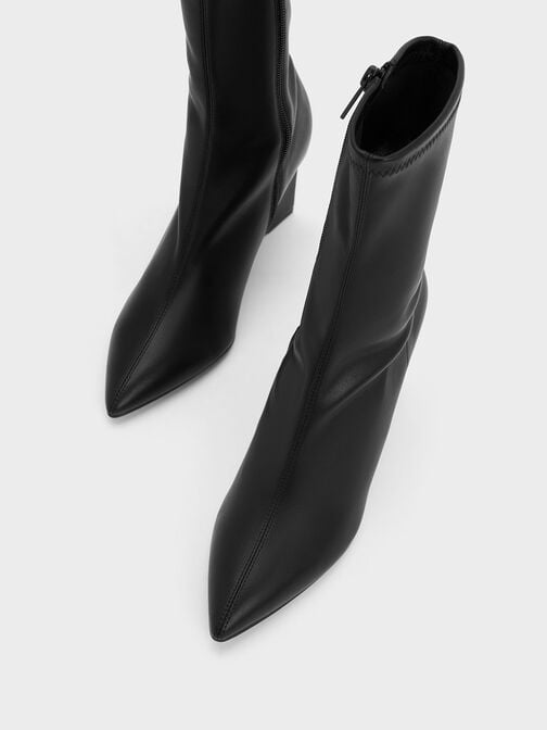 Pointed-Toe Wedge Ankle Boots, Black, hi-res