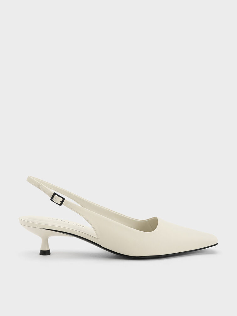 Vita Square-Toe Slingback Pumps, Chalk, hi-res
