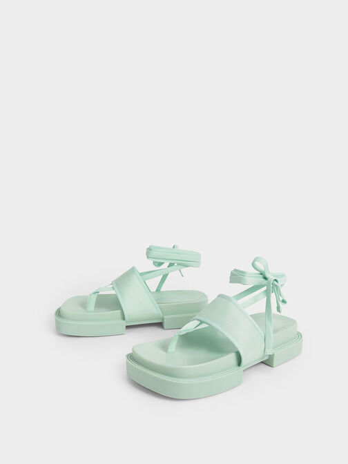 Alex Recycled Polyester Tie-Around Thong Sandals, Mint Green, hi-res