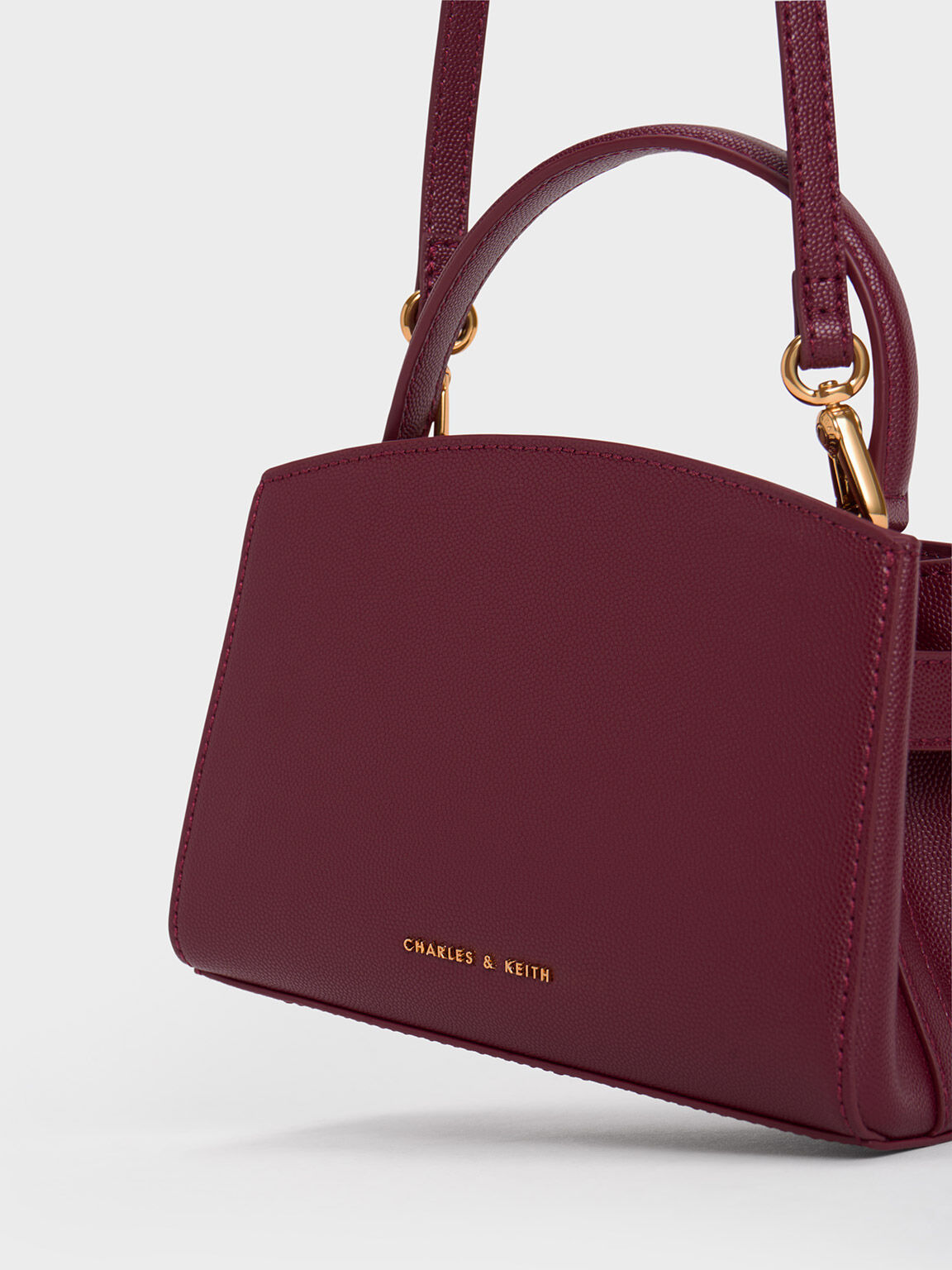 Burgundy Aubrielle Metallic Buckle Top Handle Bag CHARLES KEITH SA