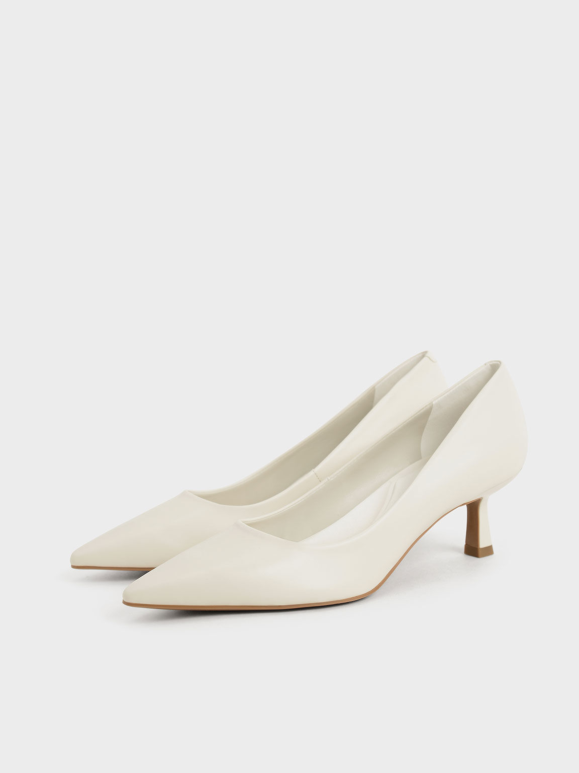 Pointed Kitten Heel Pumps, Chalk, hi-res