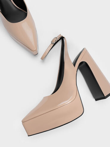 Guinevere Patent Platform Pumps, Nude, hi-res